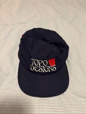 Topo Designs Navy Cap with Red Patch Logo